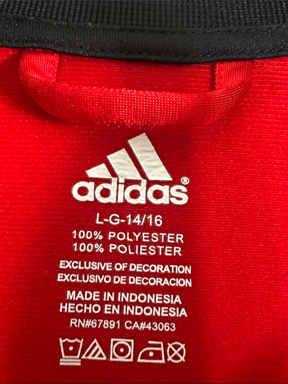 Adidas red black 3-stripes youth track jacket stand up collar  full zip closure - Picture 6 of 15